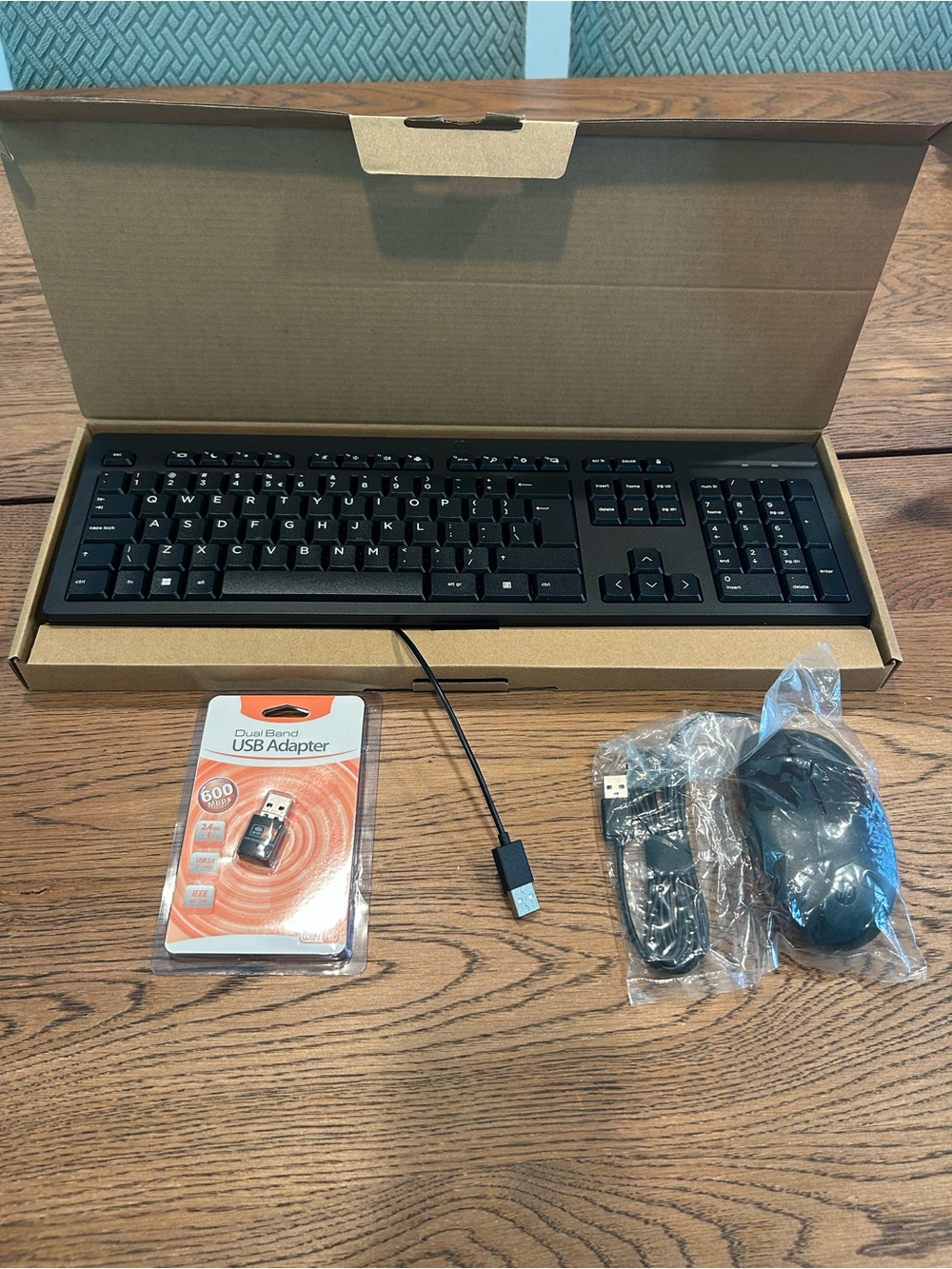 HP Black Wired Keyboard with USB Adapter and Wired Mouse